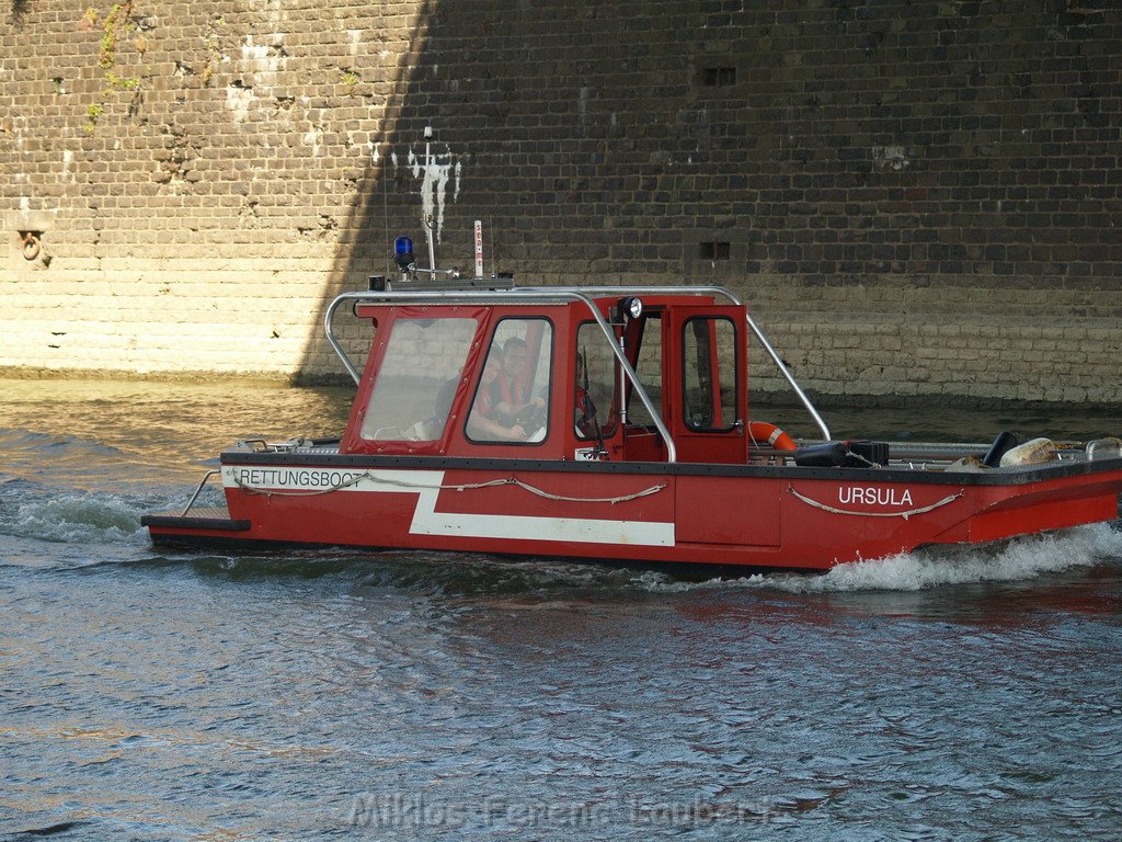 Einsatz Loeschboote Hoehenretter Koeln unter Severinsbruecke P212.JPG